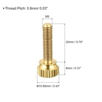 Sourcing Map 5db M5x20mm réz karimás csavar PC alkatrészekhez 2