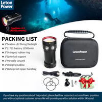 LetonPower Sealion L12 Búvárlámpa 18000 Lumen 100m Vízálló Merülő Fényforrás Víz Alatti Videózáshoz 3 Lítium Elemmel 15
