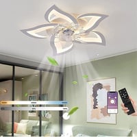 MiiR LED Mennyezeti Ventilátor Világítással - 69 cm Virág Alakú Lámpa, 5 Fényforrás, Távirányítóval és Applikációval, Fényerőszabályozható,  1