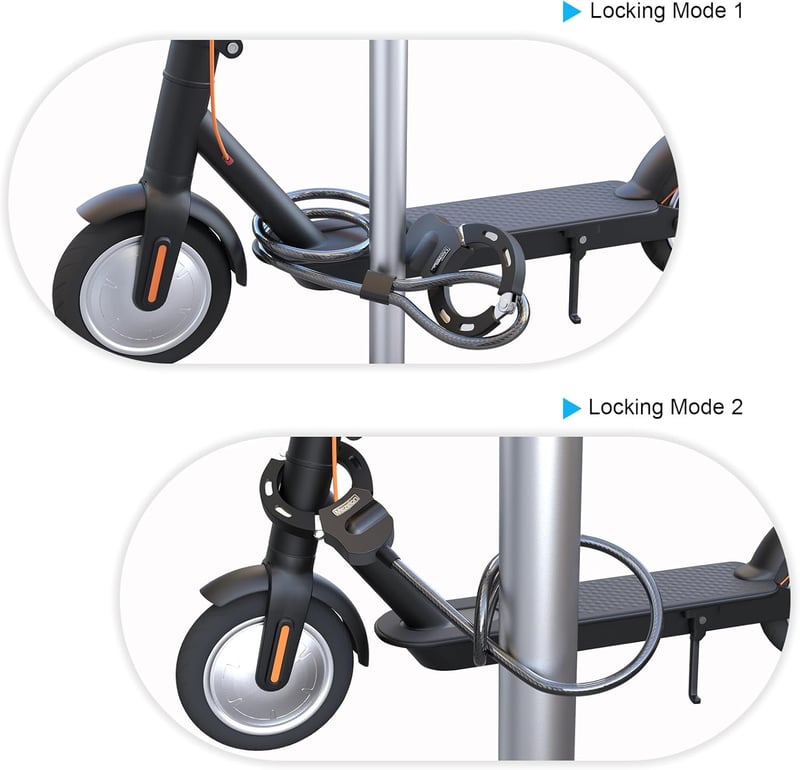 Mezelon Robogózár Kulccsal - 100 cm / 13,5 mm Vastag Acélkábel, Bilincs Zár Elektromos Rollerhez, Kerékpárhoz, Babakocsihoz, Lopásgátló Vágá