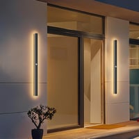 K-Bright 100 cm-es Kültéri LED Fali Lámpa Mozgásérzékelővel - IP65 Vízálló Fekete Modern Világítás Kerthez, Garázshoz, 3000K Meleg Fehér Fén 6