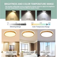 WayLuoung Fa LED Mennyezeti Lámpa 60cm - Szabályozható 3000-6000K 48W Kerek Világítás Távirányítóval - Nappali, Hálószoba, Gyerekszoba, Kony 2