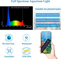 HORXFLIG 14W LED Akvárium Világítás - 30 cm Kihúzható Tartóval, Időzítővel és Állítható Fényerővel, 30-45 cm-es Édesvízi Akváriumokhoz 5