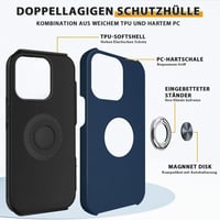 Apple iPhone 14 Pro Sötétkék Mágneses Gyűrűs Szilikon Védőtok 3