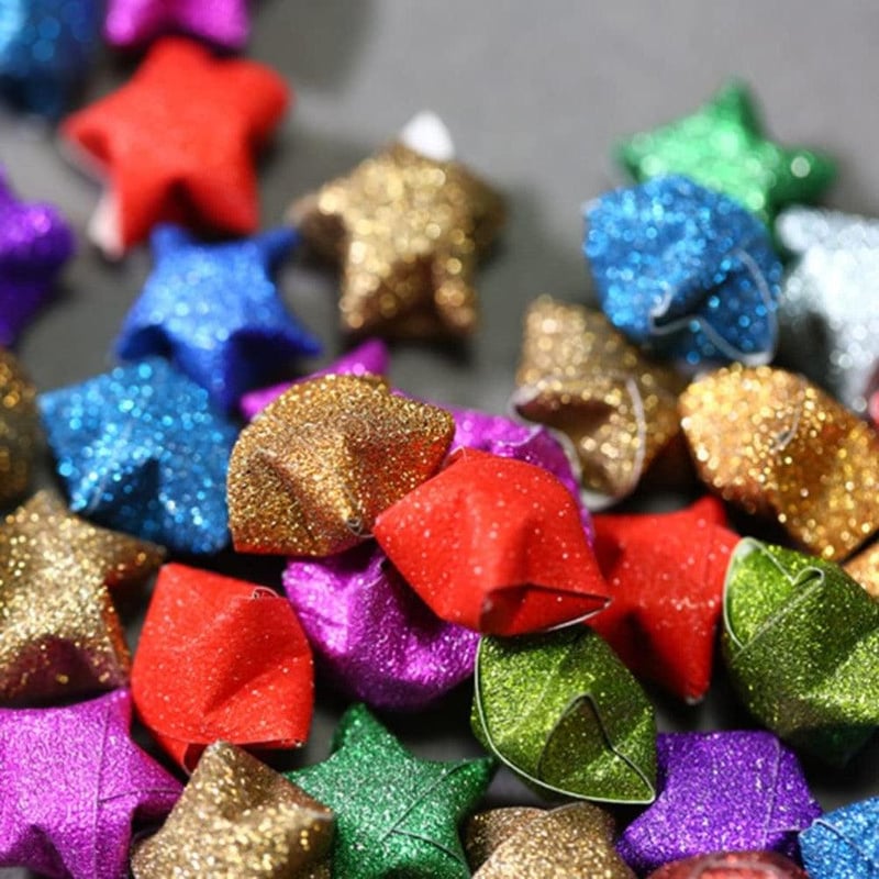 TOYANDONA 320db Csillogó Origami Csillag Papír - Kreatív DIY Kézműves Szett
