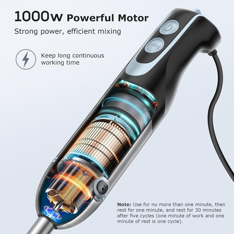 FRESKO 1000W-os Kézi Mixer 12 Sebességgel, 4 az 1-ben Funkció (Újracsomagolt)