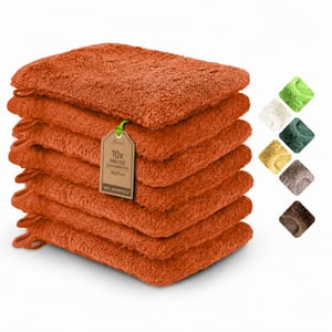 NatureMark set frotir rukavica za pranje, 6 komada, 100% pamuk, terakota, 15x21 cm, djelomičan set, korišteno