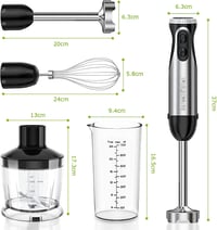 Bonsenkitchen 1000W-os Turbomixer Szett Aprítóval és Habverővel - Fekete 6