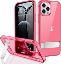 Apple iPhone 12 Pro Max Piros Áttetsző Szilikon Tok Beépített Állvánnyal 1