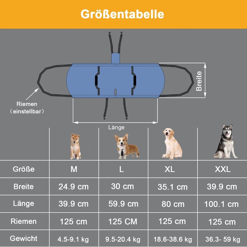 COODEO XXL Kutya Hordozó Heveder - Idős, Artritiszes Ebeknek, Lépcsőzéshez