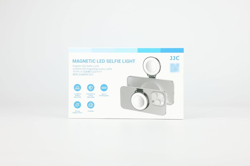 JJC Mágneses LED Szelfi Gyűrűlámpa iPhone-hoz - 3 Fényerő, Összecsukható, USB-C