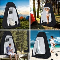 riggoo Hordozható Zuhanyzó és WC Sátor - Pop-Up Öltözősátor Kempingezéshez, Strandoláshoz - UV 50+ Védelem, Vízálló, Táskával, 120x120x195 c - Black 6