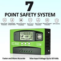 VIXKPIRR MPPT 30A Napelem Töltésvezérlő 12V/24V - LCD Kijelzővel, Hőmérséklet Érzékelővel, 2 USB Porttal, Ólom és Lítium Akkumulátorokhoz 2
