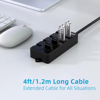 VEMONT USB 3.0 Hub 4 Port Aktív Adapter Tápegységgel és Kapcsolóval 5