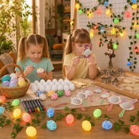 Uskršnji kreativni set: 15 LED jaja + 24 jaja za bojanje + 9 zrcala zeko + 8 kalupa za kekse 1