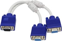 YIONESHOP VGA Y Elosztó Kábel - 1 Apa 2 Anya Csatlakozó, 15cm, Kék - Monitor Duplikáló Adapter Laptophoz, Plug & Play, Zavarszűrős 1