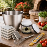 Set Bucătărie Master Chef: dozator spaghete + tocător + bol 7L + tel + set bureți 1