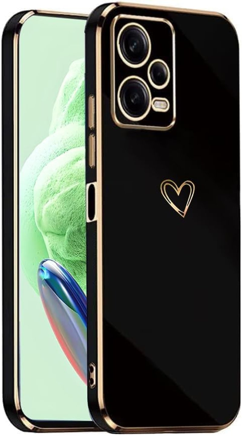 Xiaomi Redmi Note 12 Pro 5G szív mintás, vékony TPU tok - Fekete