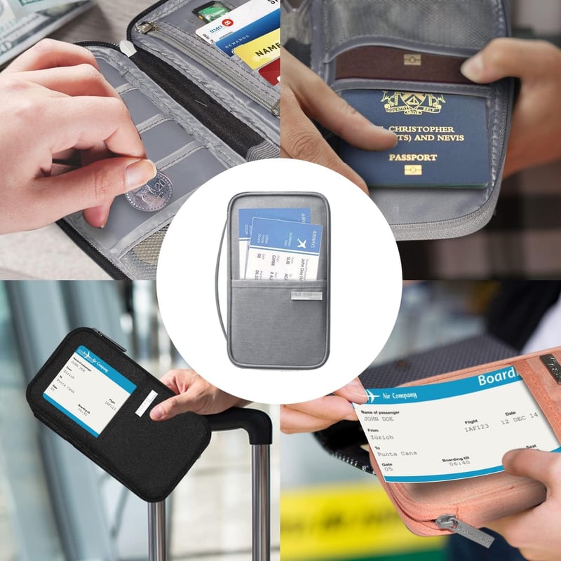 Zelbuck RFID-védett vízálló utazási pénztárca és útlevéltartó - szürke