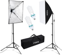 FGen Softbox Fotó Stúdió Szett 2x50x70cm - 135W 5500K Fotólámpa E27 Foglalattal, 2m Állítható Állvánnyal Portré és Termékfotózáshoz 1