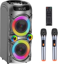 LANMEMG Karaoke Rendszer 2 Vezeték Nélküli Mikrofonnal - 100W Hordozható Bluetooth Hangszóró LED Fényekkel, Távirányítóval, USB/TF Kártya Tá 1