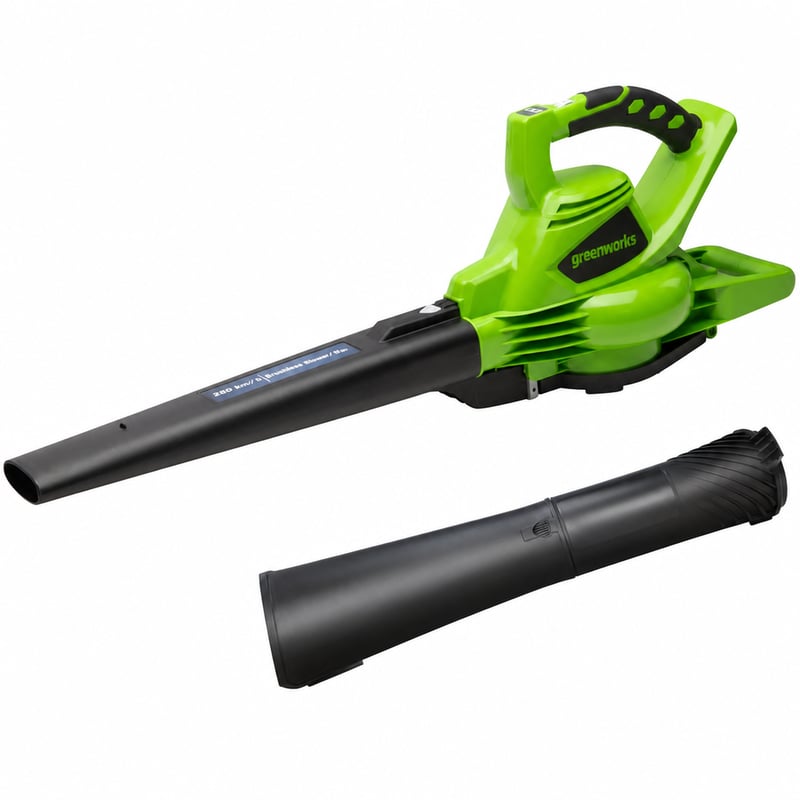 Akumulátorový fúkač lístia Greenworks GD40BV 40V, bezuhlíkový — chybný, na náhradné diely: Chýba zberný vak (stav: pozri 2. obrázok)