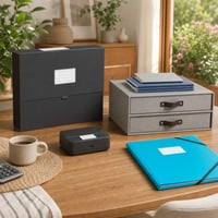 Set za uredan ured: 1x harmonika mapa + 1x mapa s 60 džepova + 1x organizator + 1x printer naljepnica 1