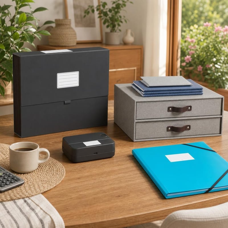 Set za uredan ured: 1x harmonika mapa + 1x mapa s 60 džepova + 1x organizator + 1x printer naljepnica