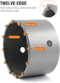 Binota 100mm-es SDS Plus betonlyukfúró, 220mm-es szárral, téglához és kőfalhoz 2