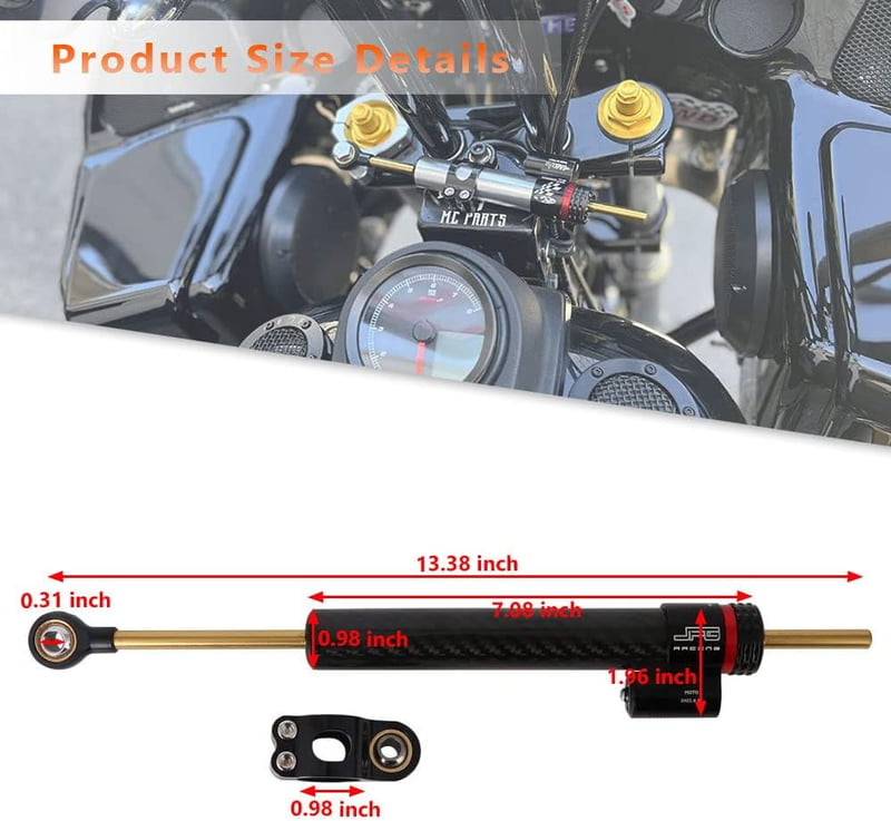 JFG RACING Univerzális Motorkerékpár Kormánystabilizátor 13" - Karbon Szálas, CNC Alumínium, Rezgéscsillapító, GSXR ZX6R FZ1 FZ6 MT03 Kompat