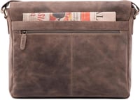 LEABAGS Vintage Bőr Férfi Válltáska 15"-os Laptophoz - Szürkésbarna 7