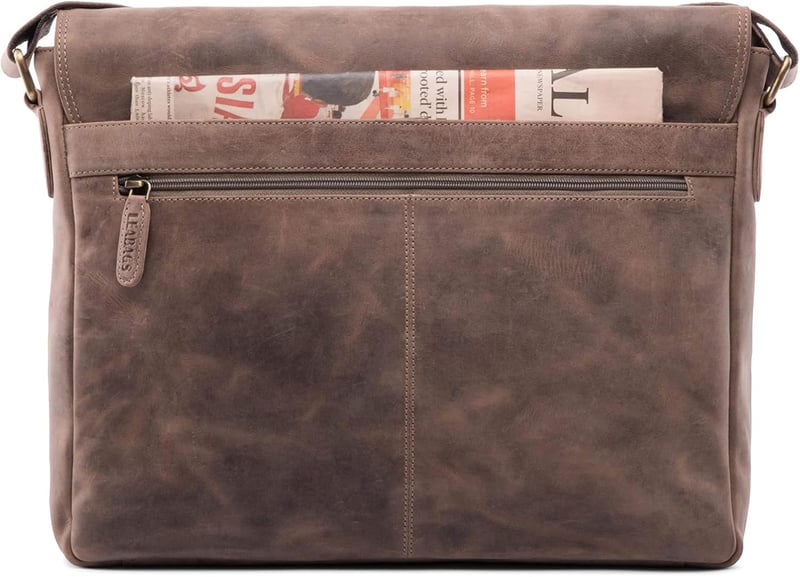 LEABAGS Vintage Bőr Férfi Válltáska 15"-os Laptophoz - Szürkésbarna