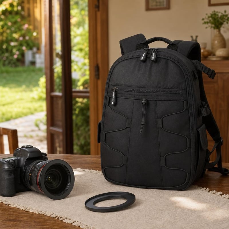 Fotografický set na cesty: 1× redukčný krúžok 72–105 mm + 1× polstrovaný DSLR batoh