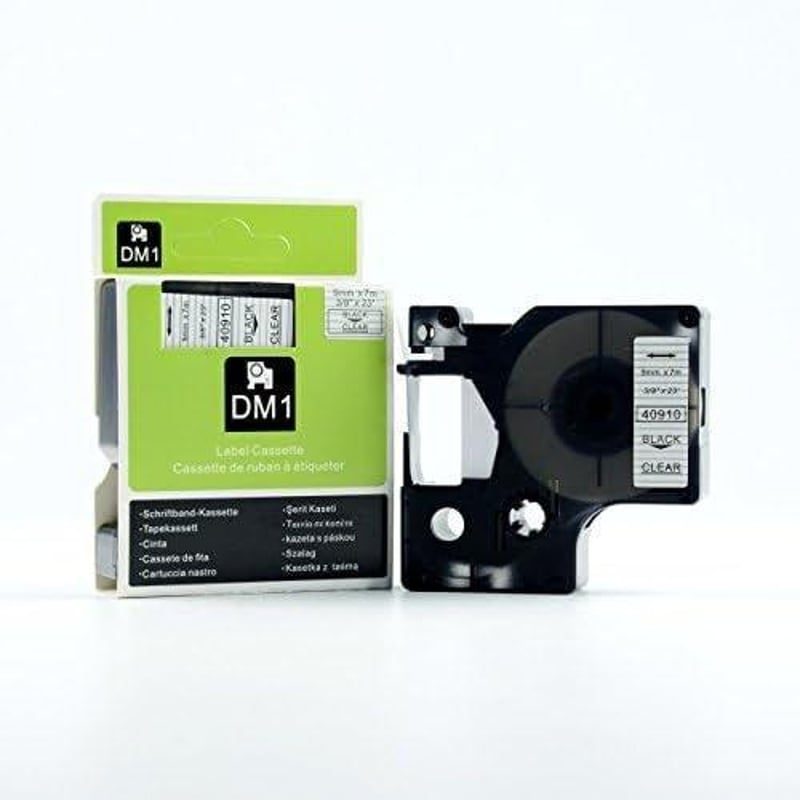 DYMO D1 Kompatibilis Fekete-Átlátszó Szalagcímke 9mm x 7m
