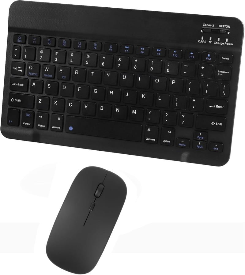 Bluetooth Vezeték Nélküli Billentyűzet és Egér Szett, Ultravékony Ergonomikus Újratölthető Kombó Apple iPad iPhone Samsung Tablet Android PC