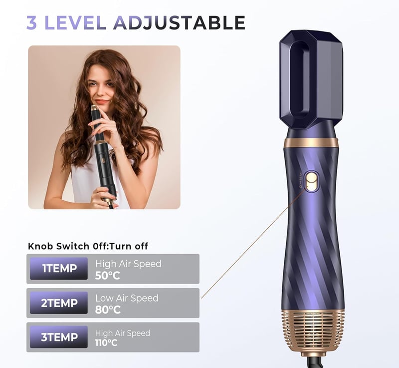 Atopskins 1000W Airstyler Hajformázó Készlet - Hajszárító, Körkefe, Automata Göndörítő, Hajegyenesítő Kefe és Meleglevegős Hajformázó Minden