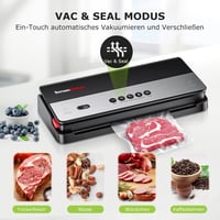 Bonsenkitchen Vákuumfóliázó Beépített Vágóval - Száraz és Nedves Élelmiszerekhez - Fekete Vákuumcsomagoló 5 Zacskóval és 1 Tekerccsel 2