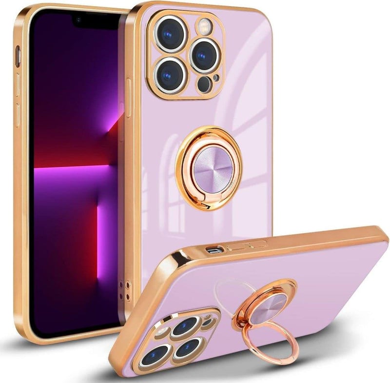 iPhone 13 Pro Rosegold-Lila Mágneses Gyűrűs Ütésálló Tok