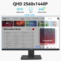 Prechen 27" 2K QHD Gamer Monitor 240Hz, 1ms, HDR400, 2560x1440P, FreeSync Premium Pro, Beépített Hangszórók, VESA Kompatibilis 4