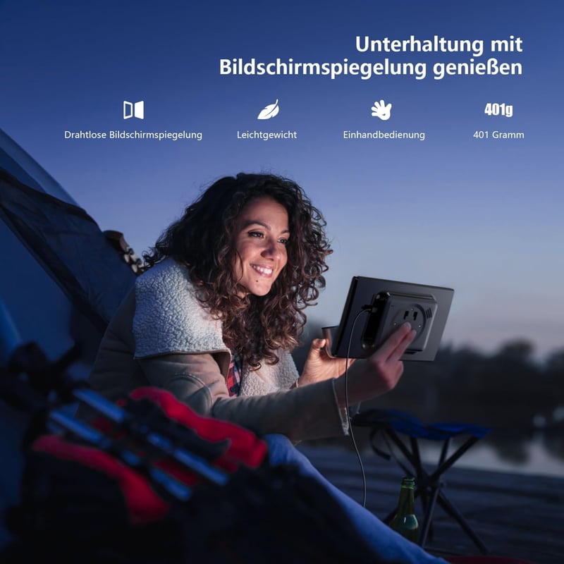 Krunia 8" Hordozható Autós Kijelző Apple CarPlay & Android Auto Támogatással, 1440x900 HD Felbontás, Mágneses Rögzítés, Tolatókamera, GPS Na