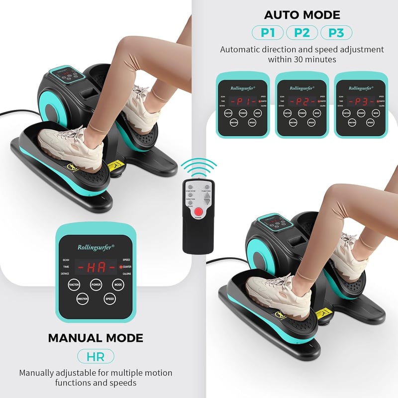 Rollingsurfer Elektromos Elliptikus Tréner Lábmasszázzsal - Asztal Alatti Kompakt Ellipszis Gép Időseknek, Irodai Dolgozóknak és Fiataloknak