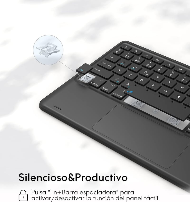 iPad 9. generációs billentyűzet tok érintőpaddal, Earto BT spanyol