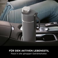 Ninja Thirsti 530ml Hőszigetelt Utazópalack - Szürke Rozsdamentes Acél Termosz Szénsavas, Hideg és Meleg Italokhoz, Szivárgásmentes Fedéllel 8