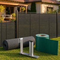 Set protecție intimitate grădină: dispozitiv montaj + folie antracit 1,5×20 m UV 1