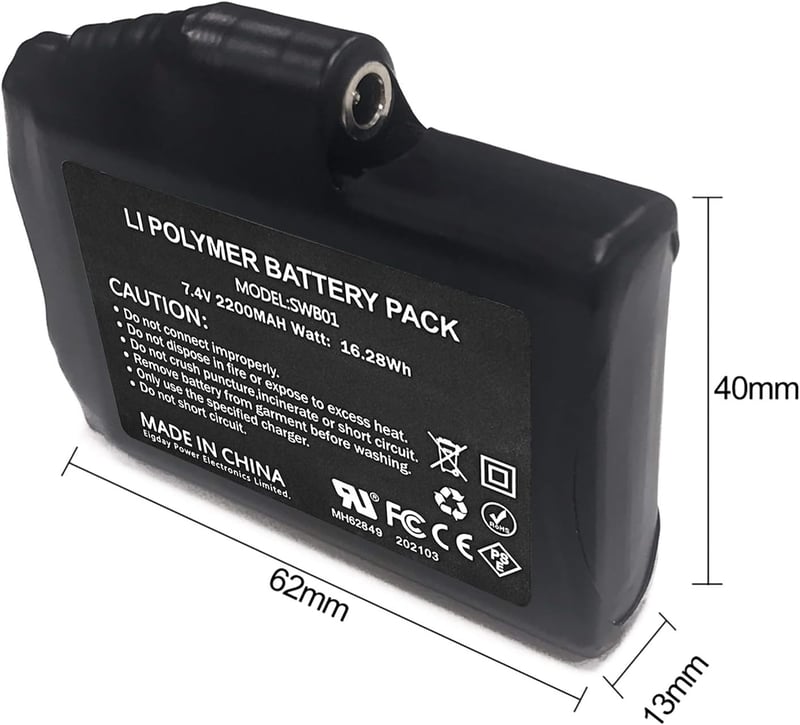 Sun Will 7,4V-os újratölthető akkumulátor fűthető kesztyűhöz, zoknihoz, 2db
