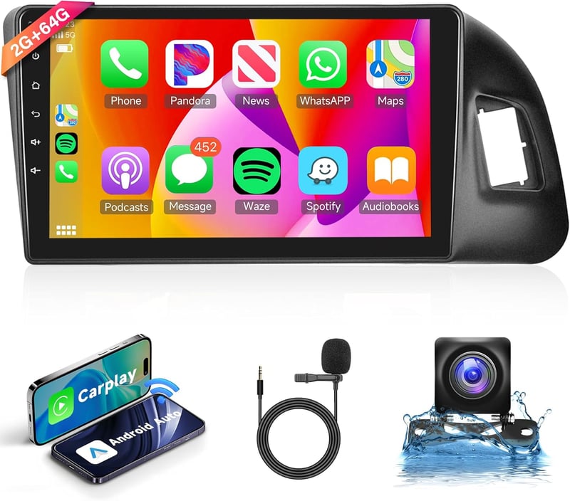 Wireless Carplay Android 13 Autórádió 2 DIN Audi Q5 2010-2018 - 9" GPS Navigáció, WiFi, Bluetooth, 2GB+64GB, Kormányvezérlés