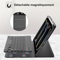FARYODI iPad Pro 11 (M4) 2024 Védőtok AZERTY Francia Billentyűzettel - Levehető Bluetooth Billentyűzet, Beépített Tolltartó, Fekete 3