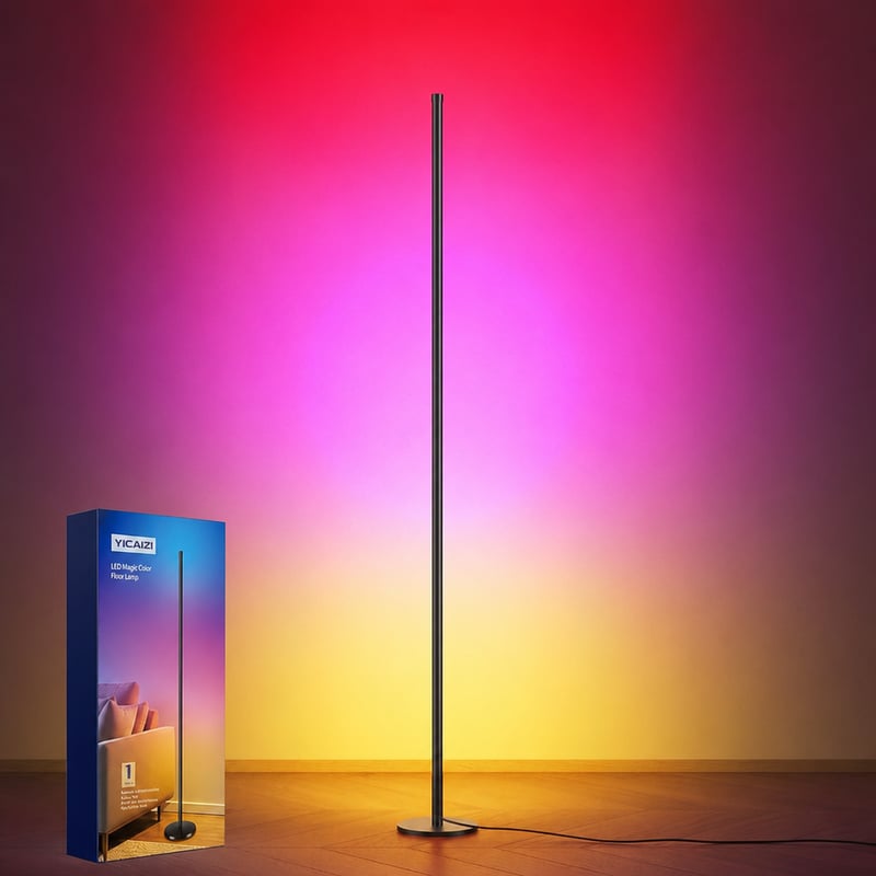 Lampadar LED YICAIZI RGB 160 cm, reglabil, controlabil prin aplicație, sincronizare cu muzica, mod DIY, temporizator — fără telecomandă (stare: vezi a 2-a imagine)