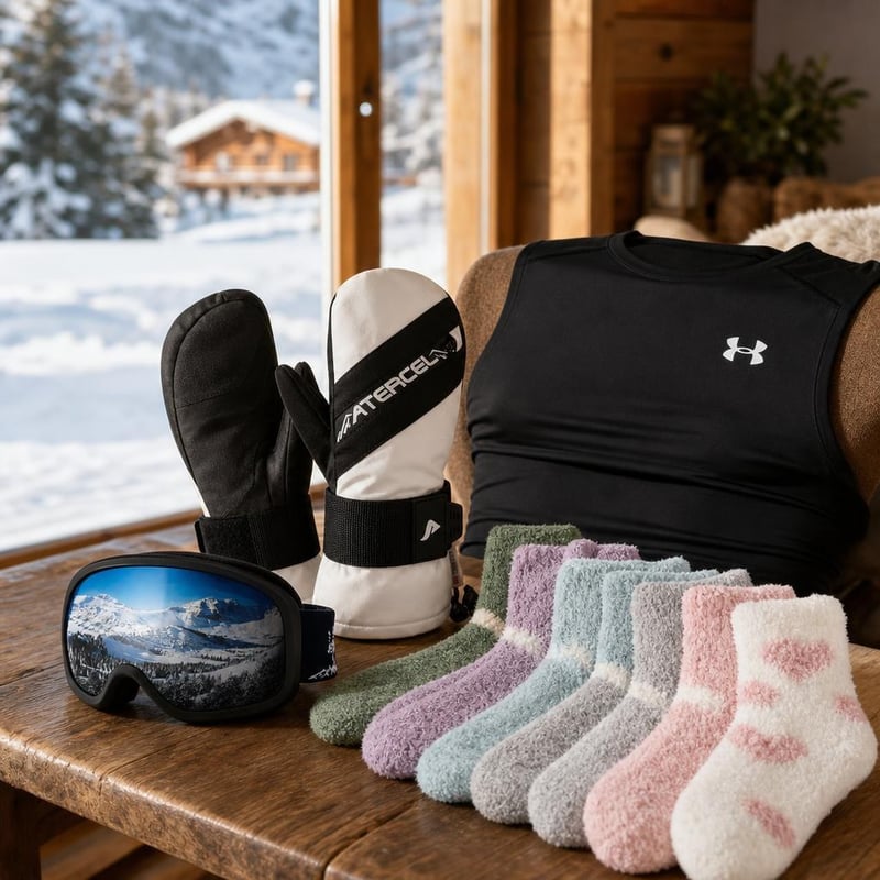 Pachet Aventură la Schi: Ochelari OTG + Mănuși impermeabile + 6 perechi șosete + Tricou compresie