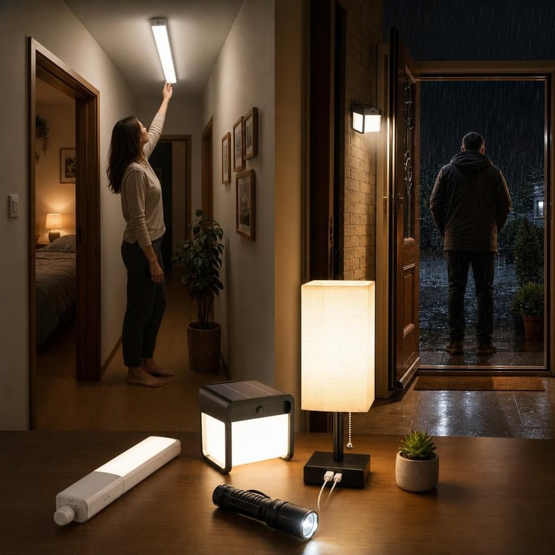 Set za noćnu rasvjetu: 1x LED lampa 115cm + 1x solarna zidna lampa + 1x noćna lampa + 1x LED svjetiljka